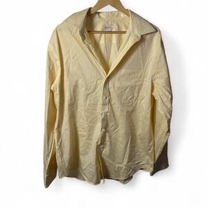 Merona Men's Yellow Button Down Dress Shirt Size L 16-16.5 Long Sleeve
